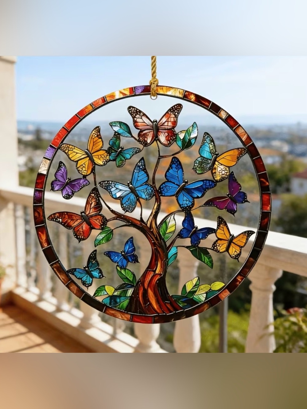 🎇Multi🎇Stained Glass Style Butterfly Tree Suncatcher (2/$10)